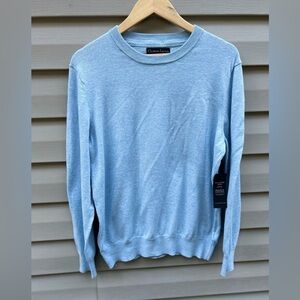 New Christian Lacroix ice blue Pima cotton cashmere silk blend sweater size L
